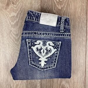 M Premium Jeans Women's 1/2 Regular Blue Denim cotton Embroidered Pocket‎